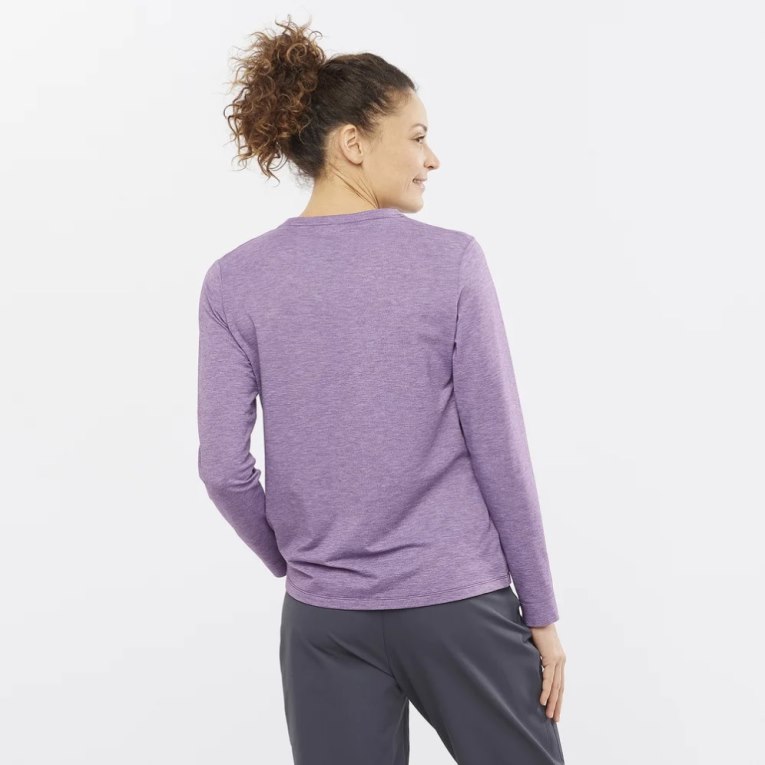 Camiseta Salomon Essential Tencel Long Sleeve Mujer Lavanda | MX PYNJ538